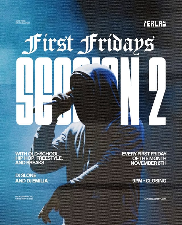 Flyer for First Friday: Old-School Hip Hop