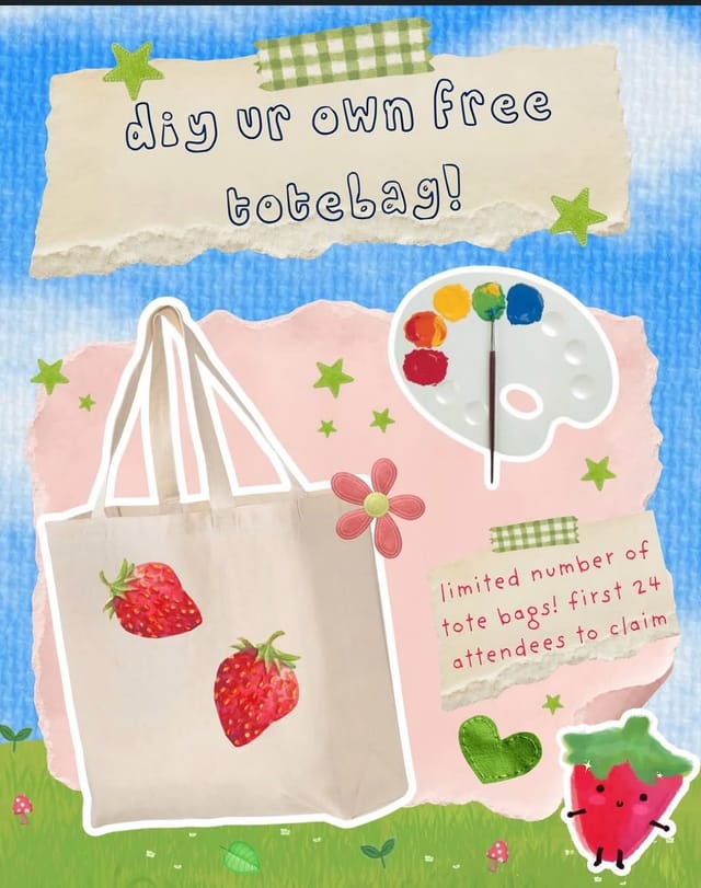 Flyer for DIY Tote Bag at Ivanhoe Village Farmers Market