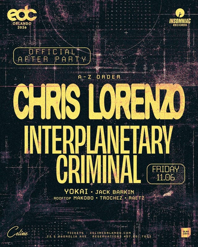 Flyer for EDC Orlando Afterparty: Chris Lorenzo + Interplanetary Criminal
