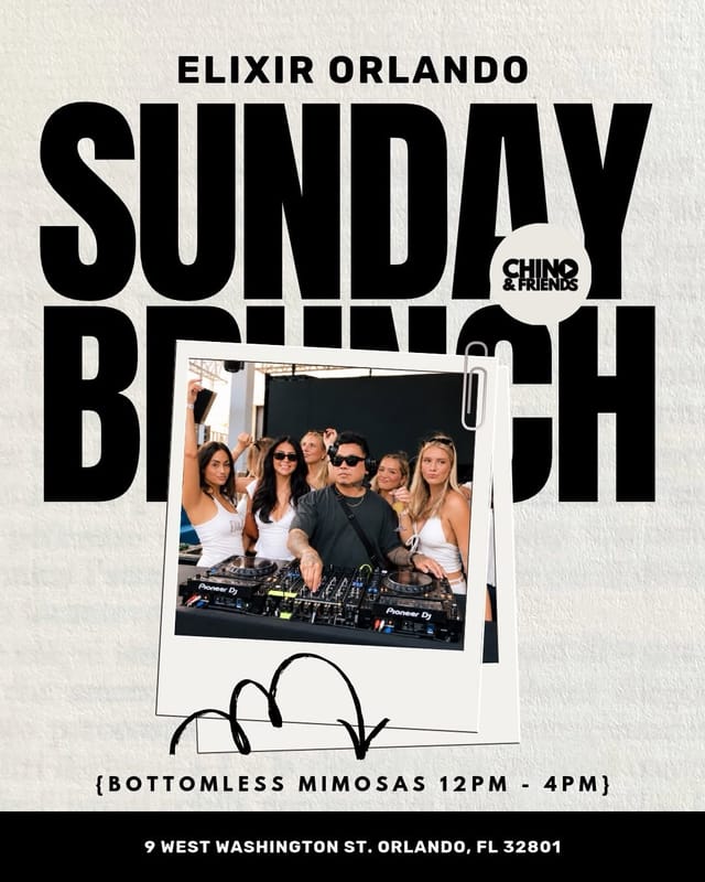 Flyer for Sunday Brunch with DJ Chino & Friends