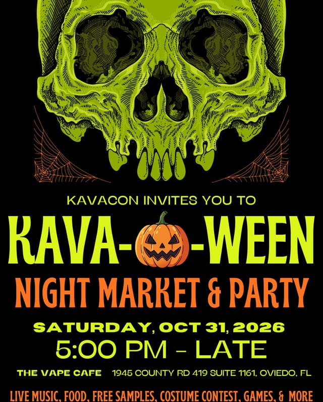 Flyer for KAVA-O-WEEN Night Market & Party