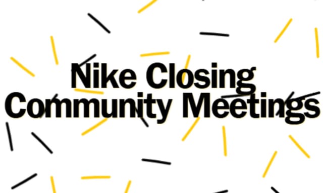 Flyer for Nike Closing Meeting 11/15