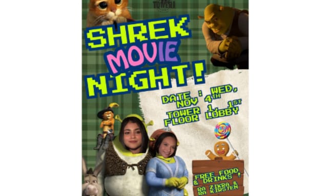 Flyer for Shrek Movie Night
