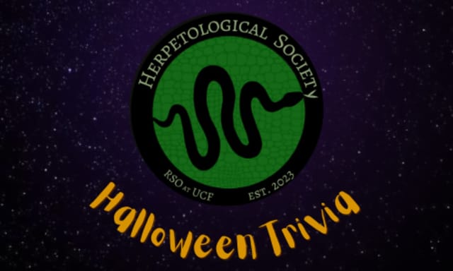 Flyer for Herpetological Society Halloween Trivia