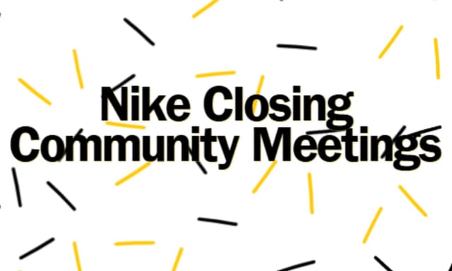 Flyer for Nike Closing Meeting 11/16